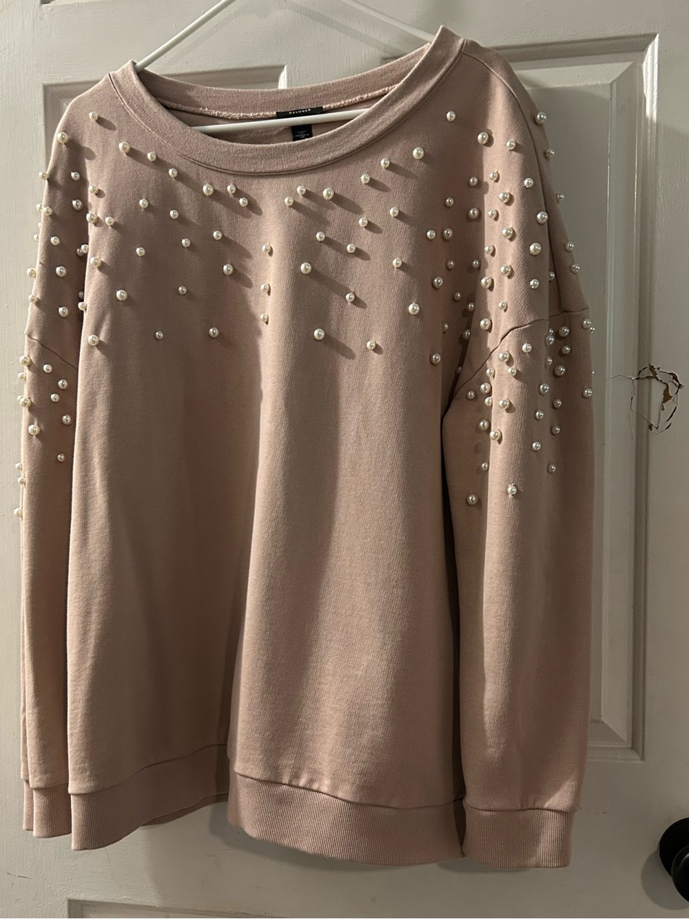 Halogen Blush Pearl-Embellished Sweatshirt